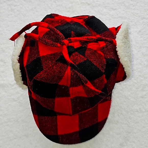 Woodland Creek Buffalo Plaid Flannel Trapper Hat Red/Black, NWOT - Picture 2 of 11